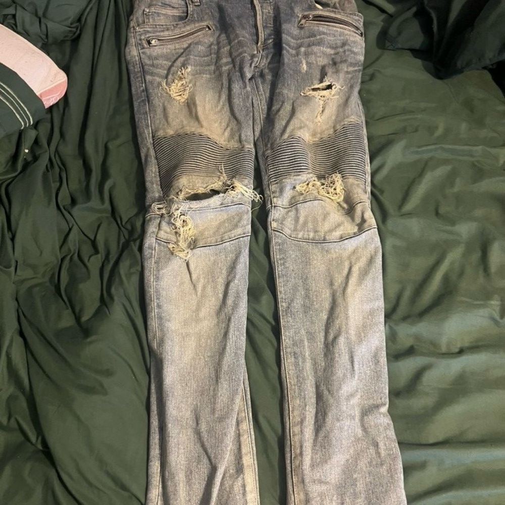 Balmain Distressed Biker Jeans - Picture 4 of 7